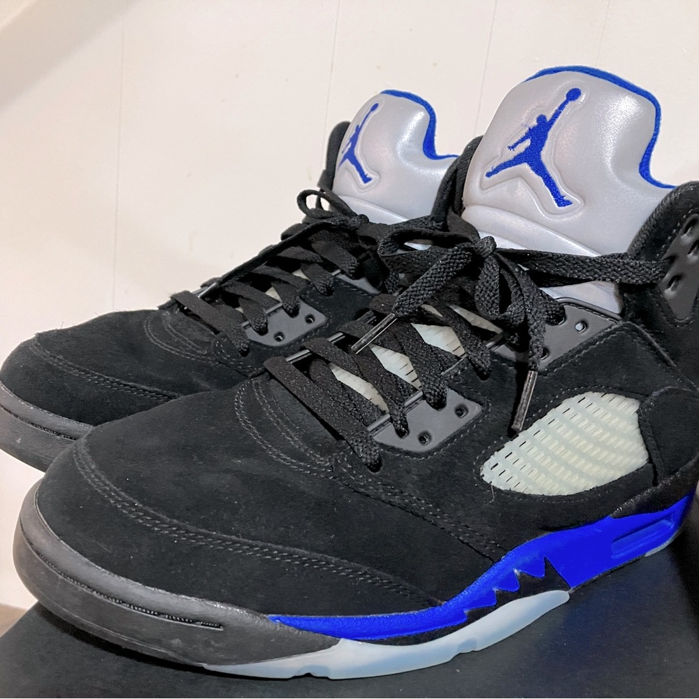 Nike Air Jordan Black & Racer Blue Suede OG 5’s size 10.5